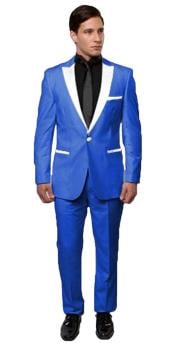  Slim Tux Royal Blue with white