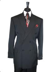  Double breasted Suit Tone on Tone Shadow Stripe Black On Black