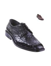  Oxford Shoe Black Mens Ostrich Skin