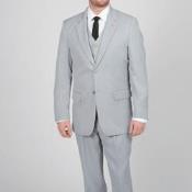  Mens Three Piece Suit - Vested Suit Mens Silver Gray ~ Grey