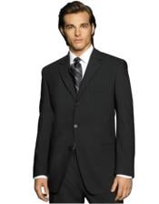  Exclusive Simple & Classy Smooth Solid Black Mens Three Buttons Style suit