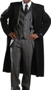  Mens Tony Blake Classic Full Length  Fashion Top Coat Black
