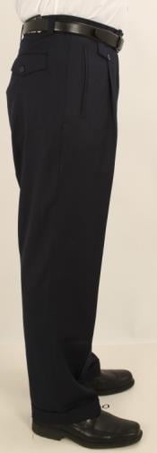  Mens Wide Leg Single Pleated Pants Solid Navy Mens Wide Leg Trousers