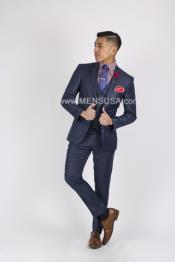  Slim Fit 2 Button Sharkskin Textured Pattern Tapered Fit Suit With Vent