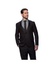  West End Mens Black Young Look Slim Fit Satin-Detailed Tuxedo