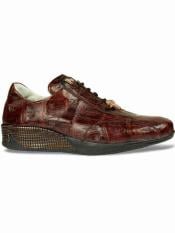  Italy Crocodile Skin Mens Brown Authentic Genuine Skin Italian Tennis Dress Sneaker Shoes
