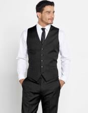  Mens Solid Black Vest + Matching Dress Pants Set + Any Color