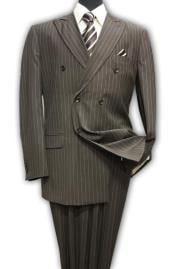  Mens Double Breasted 1920s Gangster Pinstripe suit in Brown