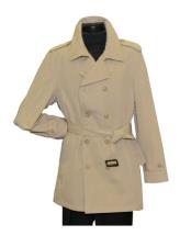  Mens Dress Coat 36 Length Double Breasted Fogg Rain Coat Tan