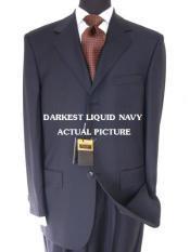  Designer Brand Name Three ~ 3 Buttons premier quality italian fabric Liquid Darkest Dark Navy Super 150s non