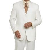  3 buttons Mens Off White poly~rayon Suit 