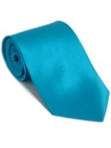  turquoise ~ Light Blue Stage Party 100% Silk Solid Necktie With Handkerchief