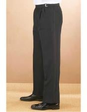  Mens Classic Fit Solid Black Adjustable Waist Polyester Pleated Tuxedo Pants unhemmed
