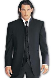  Tuxedo Satin Mandarin Collar (Solid Black ) No Buttons $175 (Wholesale Price