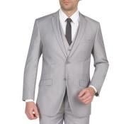  Mens Three Piece Suit - Vested Suit Slim Fit Suit Mens Light Grey thick mandarin banded collar Two