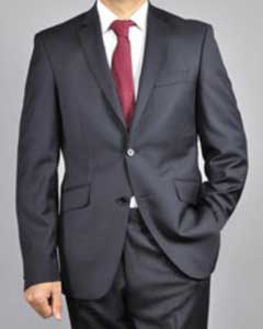  Mens Slim-fit  Black Suit - 100% Percent Wool Fabric Suit - Worsted Wool Business Suit