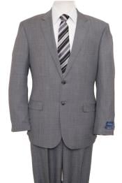  Solid Gray 2 Button Side Vent 100% Wool Suit 
