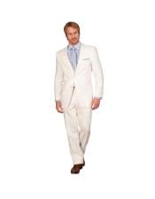  Style#-B6362 Linen summer Suit - White 2 button Jacket Blazer + Pants