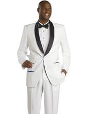  White And Black Lapel Tuxedo Suit Jacket & Pants Blazer Dinner Jacket