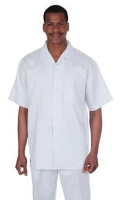  Suit 100% Linen Fabric Short sleeve shirt & pants – Snow
