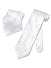  Paisley Pattern White Polyester Neck Ties