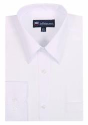  Plain Solid Color Traditional White Mens Dress Shirt