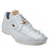  White Genuine Hornback Crocodile Authentic Genuine Skin Italian Tennis Dress Sneaker Shoes