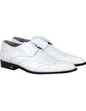  Mens White Full Leather Lining Vestigium Genuine Catshark Derby Oxford White Dress