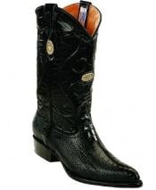  Mens White Diamonds Handcrafted Genuine Ostrich Leg Leather Insole Black Boots