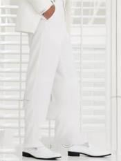  Jean Yves White Plain Front Tuxedo Dress Pants unhemmed unfinished bottom
