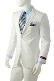  Mens Solid White Slim Fit Suit