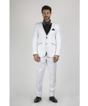  White and Black Lapel Slim Fitted