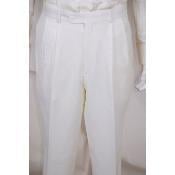  Solid White 1 Pleated Dress Pants