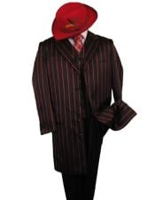  Black With Red Pinstripe Fashion Zoot Suit - Long Suit $175 -
