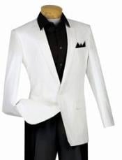  Style#-B6362 Modern Slim Fit Sportcoat - All White Suit 