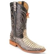  Los Altos Boots Black & Natural Genuine Crocodile 