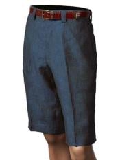  Merc Mens Linen Navy Flat Front Shorts