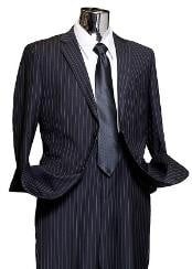  Wide Pinstripe 2 Button Mens Suit