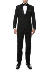  Mens Black Satin  2 Piece Polyester Fully Lined Tuxedo Suit