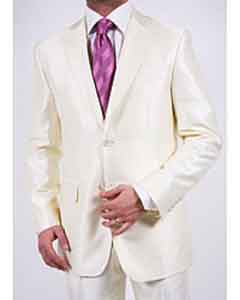  Ferre Mens Shiny Off-white Two-button Two-piece Slim Fit Suit 