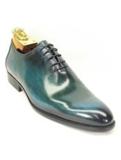  Mens Green Dress Shoes Carrucci Mens Lace Up Genuine Calfskin Leather Olive
