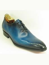  Mens Leather Ombre Lace Up Style Teal Dress Shoe Blue Fashionable Carrucci