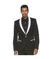  Mens Black and White Lapel Shawl-Collar Tuxedo Suit Dinner  Jacket Looking