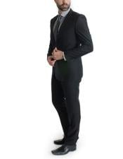  Mens Black Ticket pocket suit 1 button Slim Fitted  Suits 