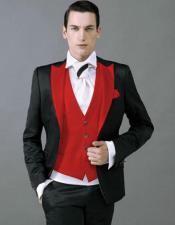 Red and black Tuxedo - boys suit, mens suit, cheap mens suit