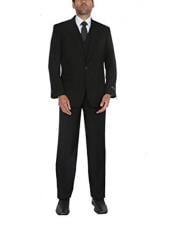  Mens Stylish Black 1 button suits vest peak lapel suits pleated pants
