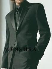  $775 High Quality 1-Button  Side Vented Super 140s Tuxedo Suit +Black