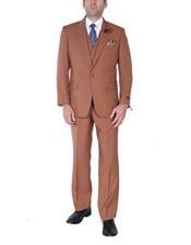  Mens Stylish 1 button suits  vest peak lapel Brown suits pleated