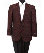  1 Button Abstract Design Single Breasted Burgundy ~ Wine ~ Maroon Suit Slim Fit Cheap Priced Blazer