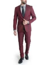  Mens  Suit 1 Button Slim Fit Suits Burgundy ~ Wine ~